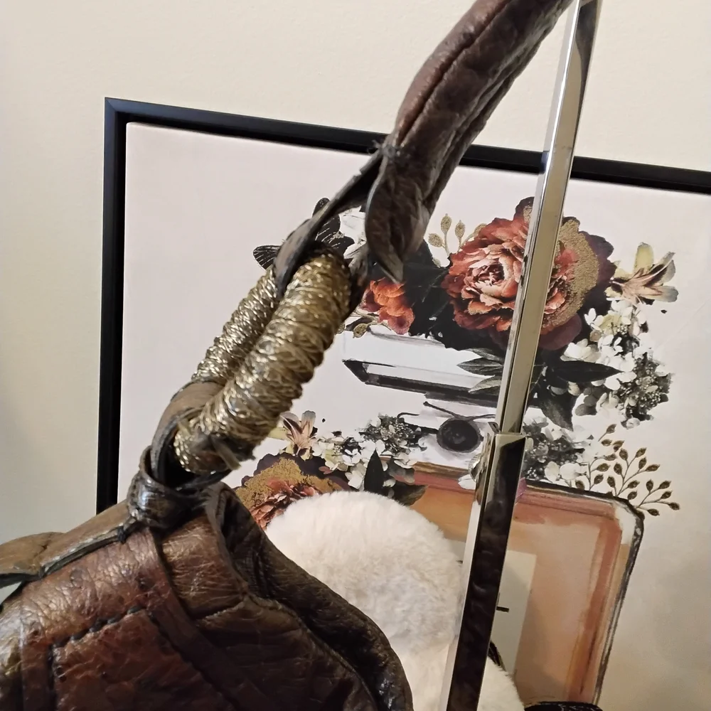 Nuti Sevillana Ostrich Leather Hobo Handbag